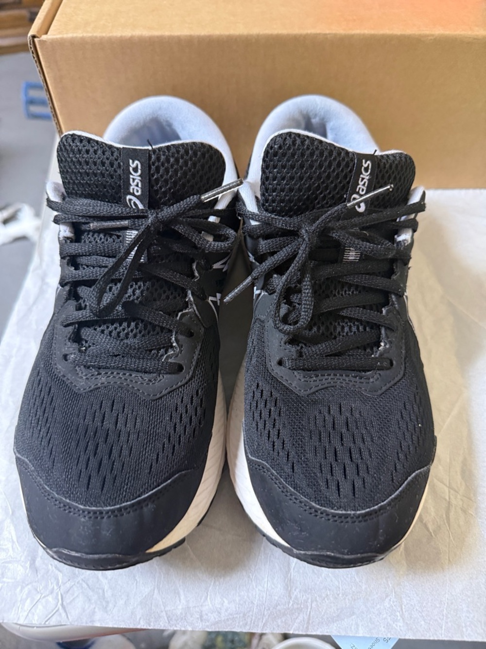 Asics Black and White Women's Athletic Running Shoes